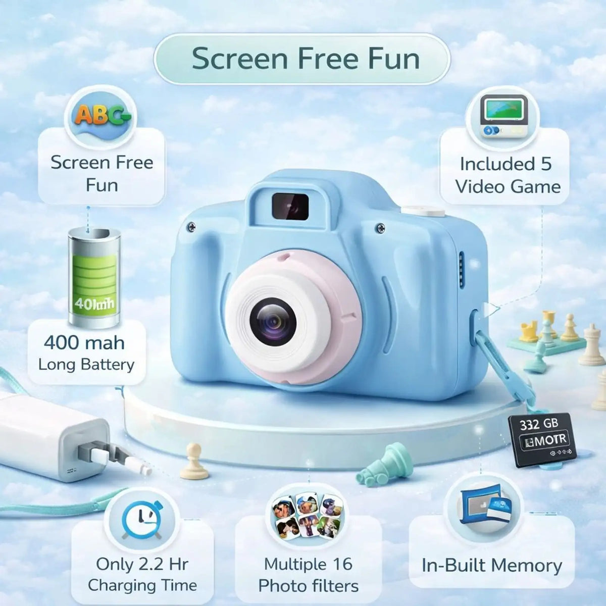 Kids Mini Camera — 13MP Digital Camera with Games & Video