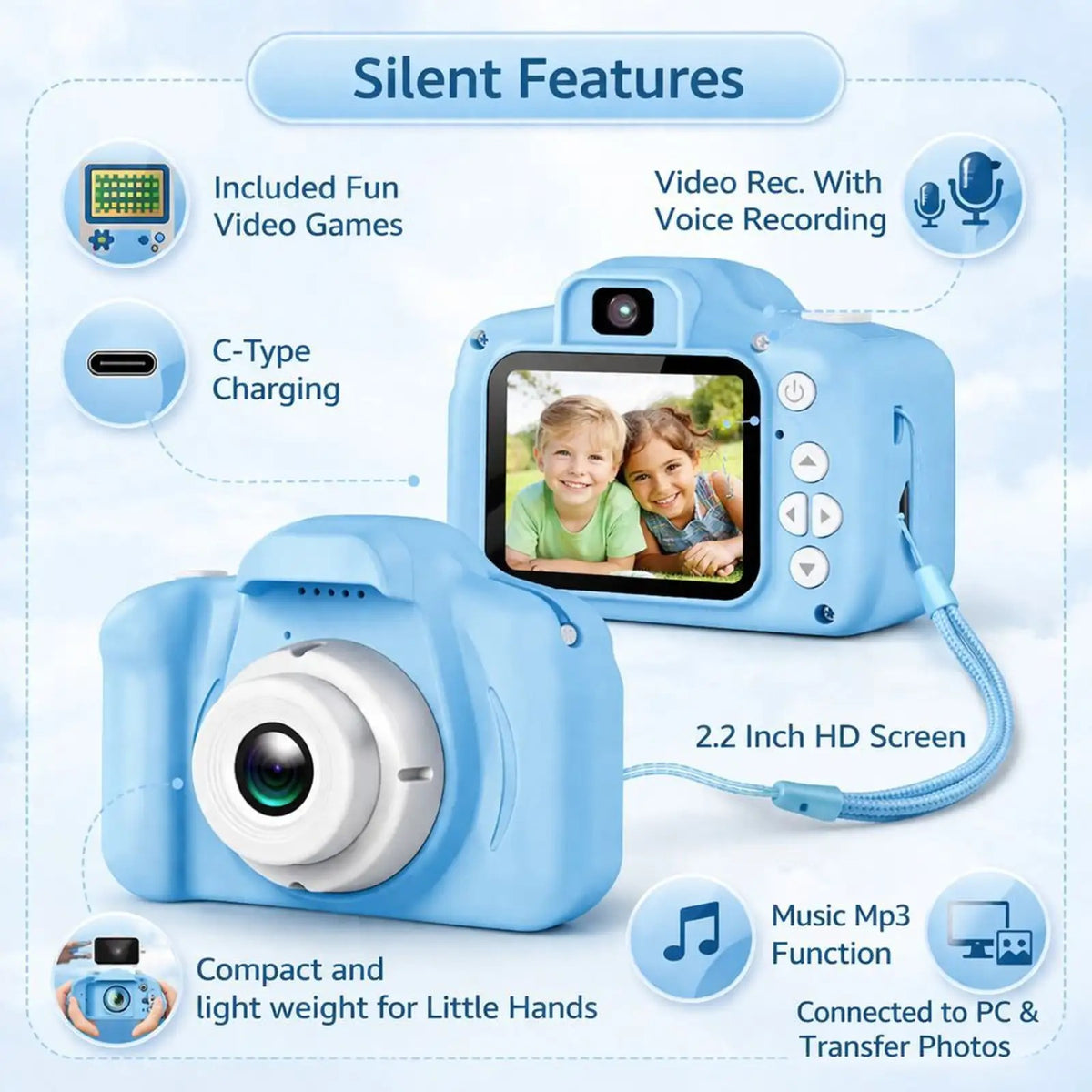 Kids Mini Camera — 13MP Digital Camera with Games & Video