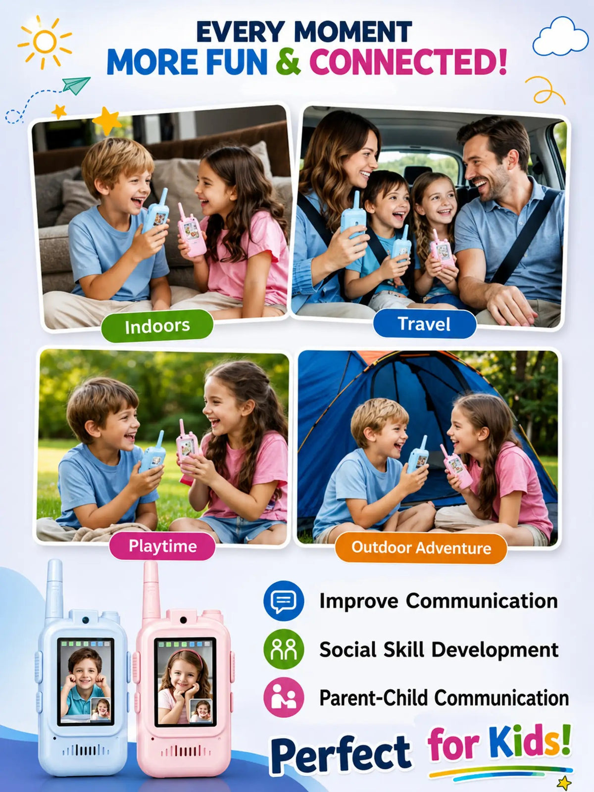 Video Walkie-Talkies for Kids — Interactive Two-Way Pair