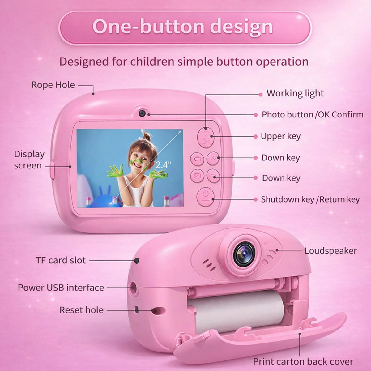 Kids Instant Print Camera — Dual HD Lens with Video Recording