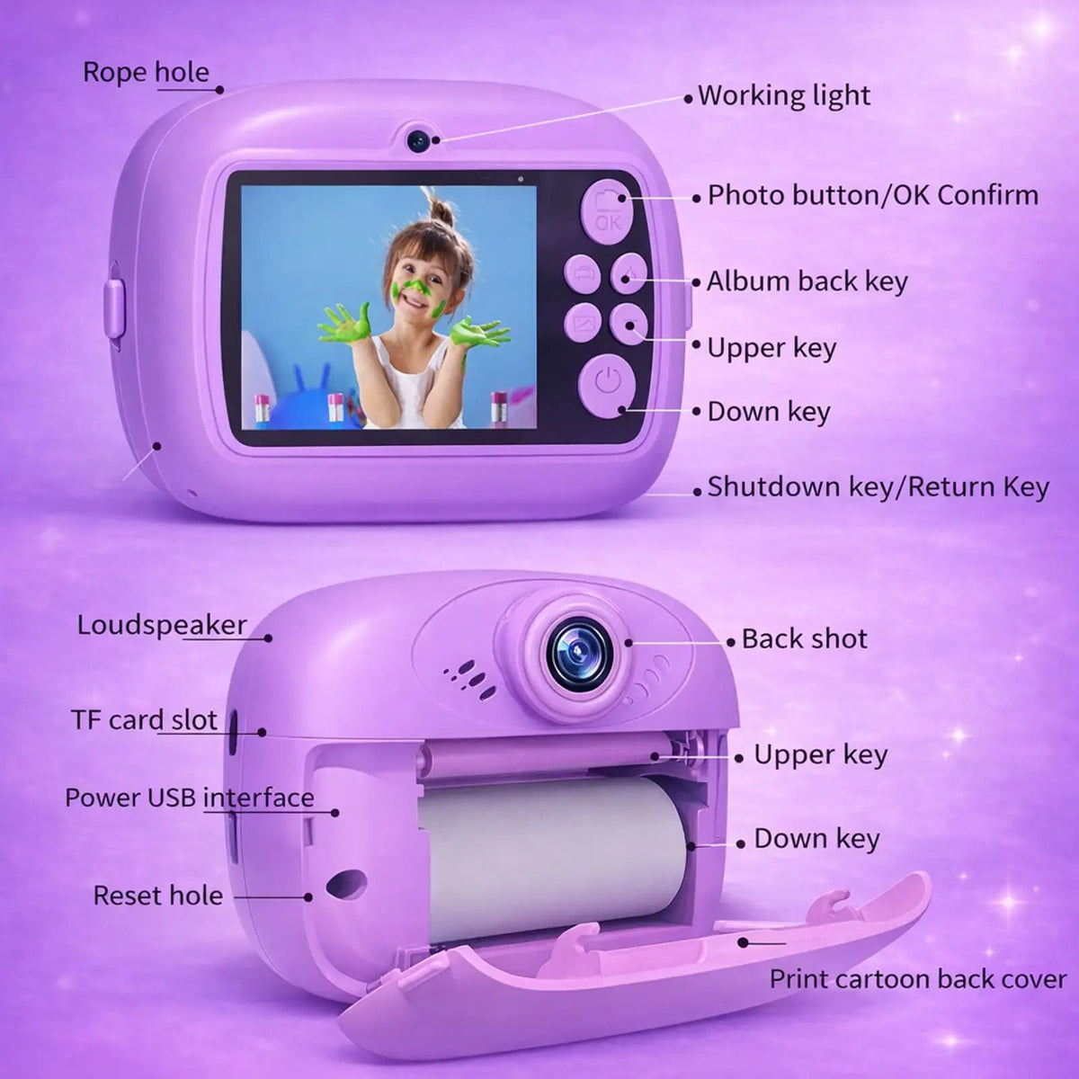 Kids Instant Print Camera — Dual HD Lens with Video Recording