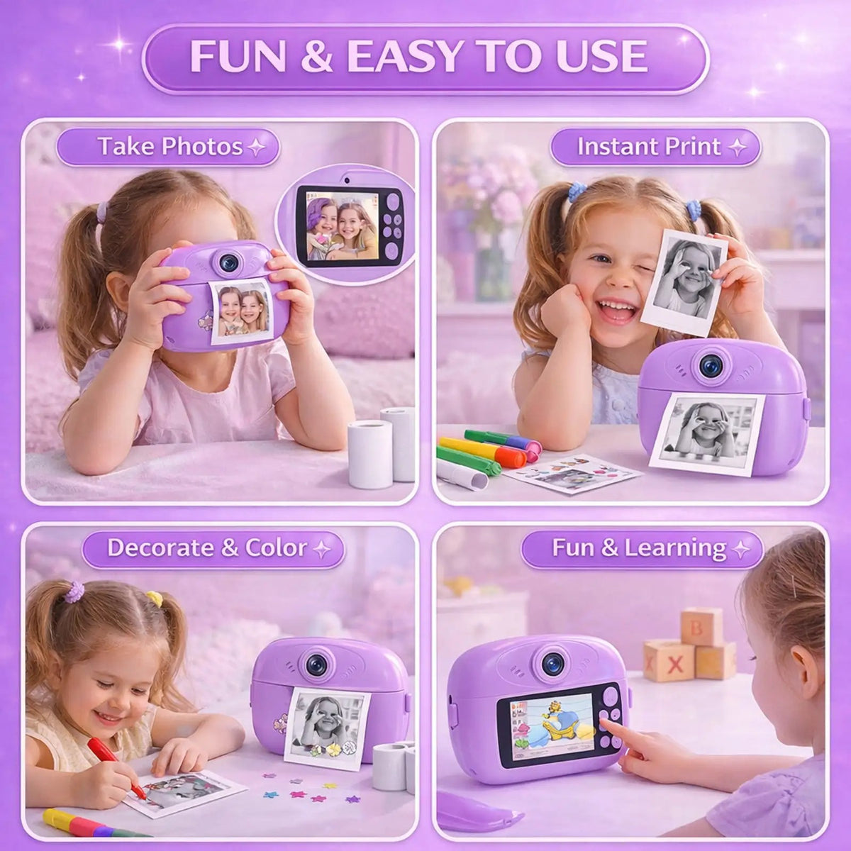Kids Instant Print Camera — Dual HD Lens with Video Recording